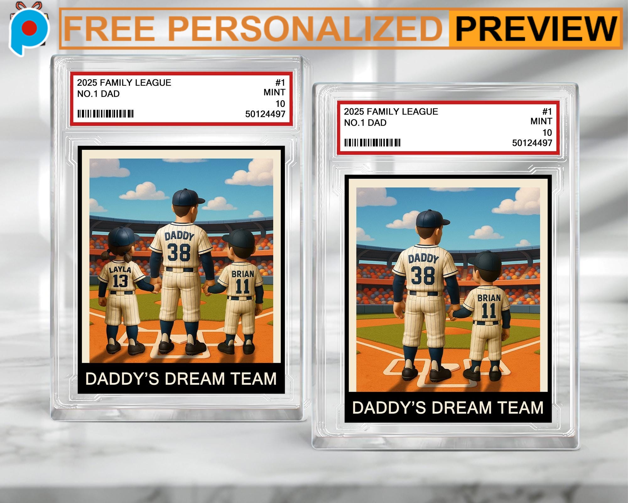 2025 FAMILY LEAGUE NO 1 DAD and Kids Personalized Father's Day Gift Acrylic Block Plaque