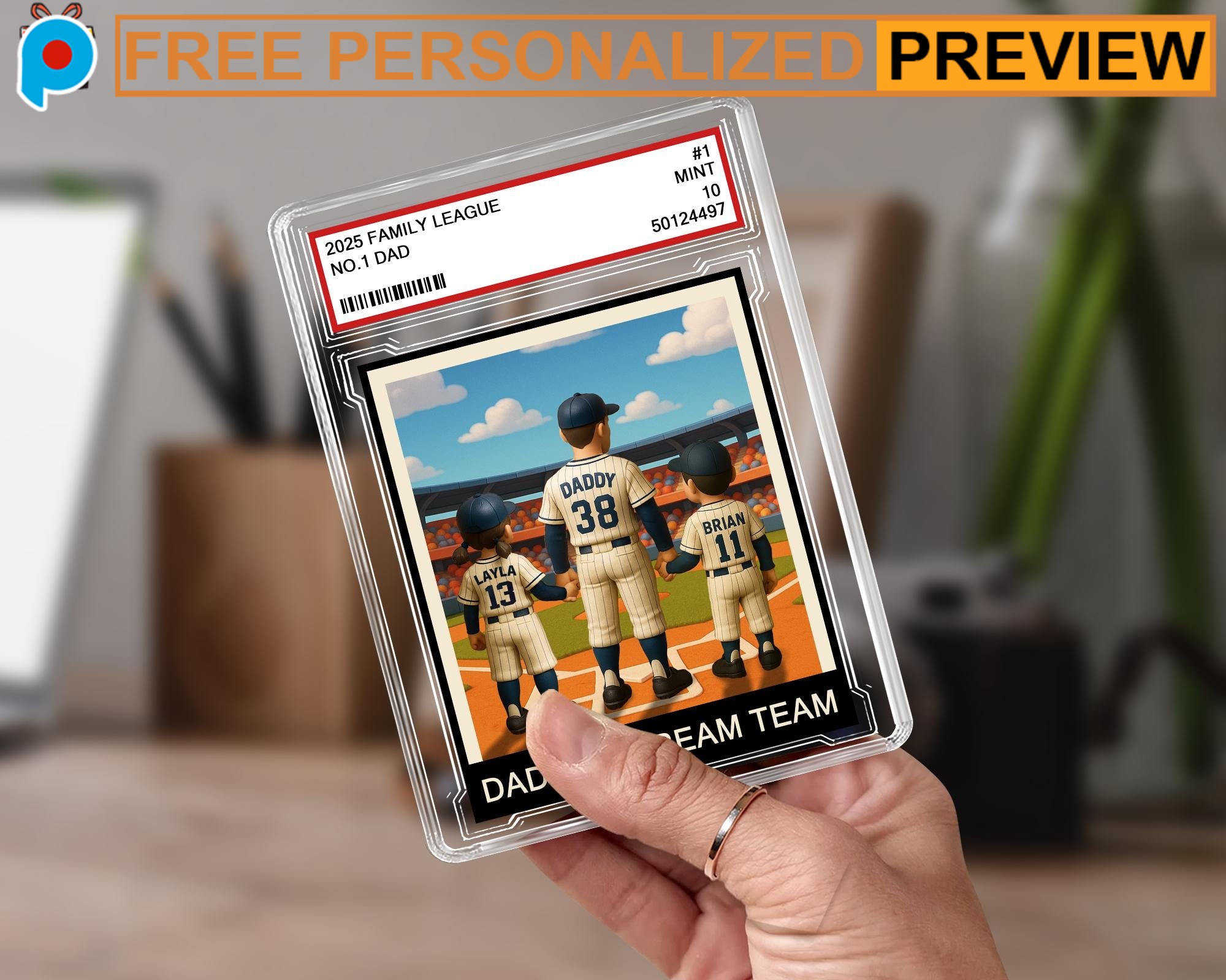 2025 FAMILY LEAGUE NO 1 DAD and Kids Personalized Father's Day Gift Acrylic Block Plaque