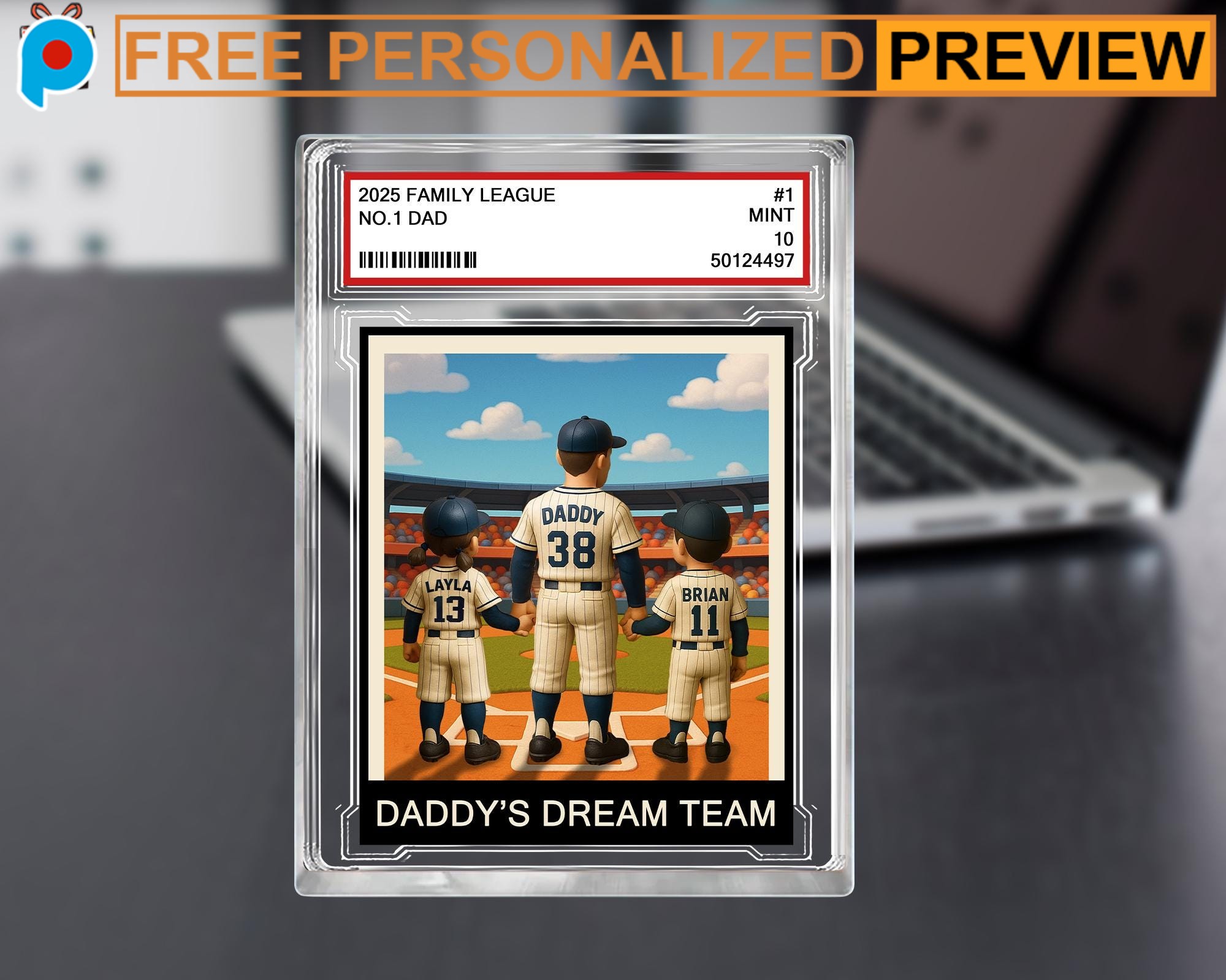 2025 FAMILY LEAGUE NO 1 DAD and Kids Personalized Father's Day Gift Acrylic Block Plaque