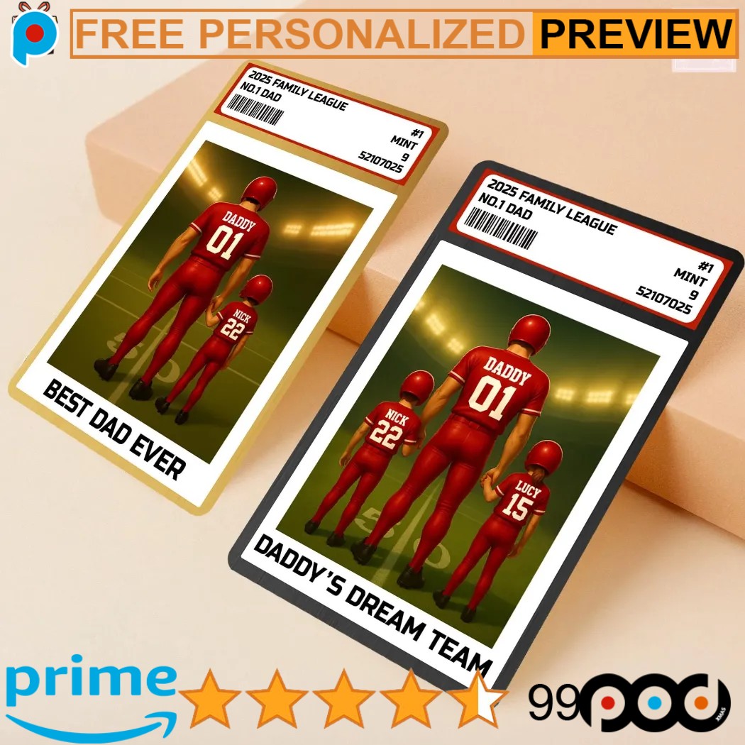 2025 Family League Football No 1 Dad Man And Kids Personalized Father's Day Gift Wallet Card