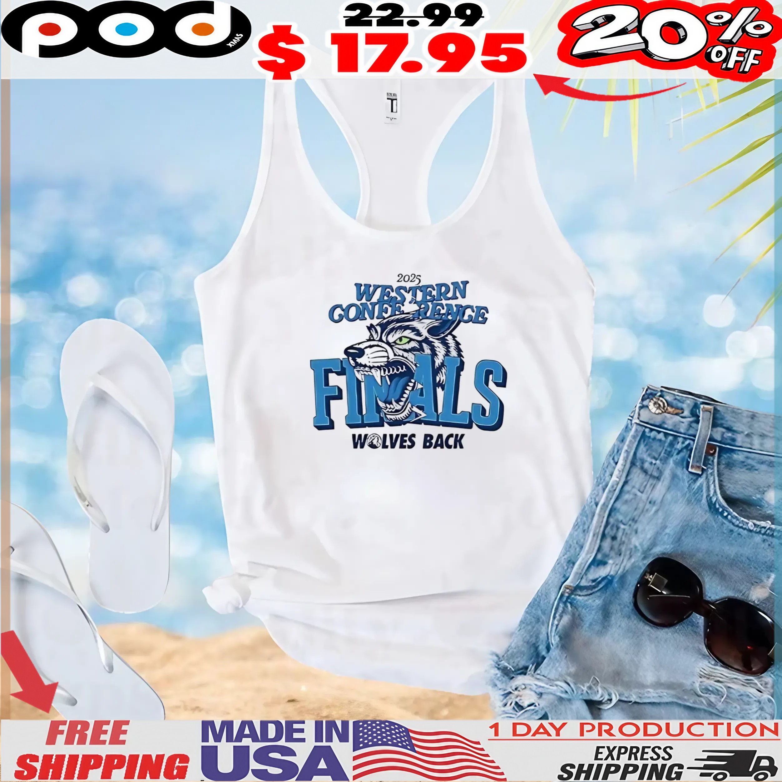 2025 Western conference finals Wolves back mascot t shirt 2025 Western conference finals Wolves back mascot t shirt