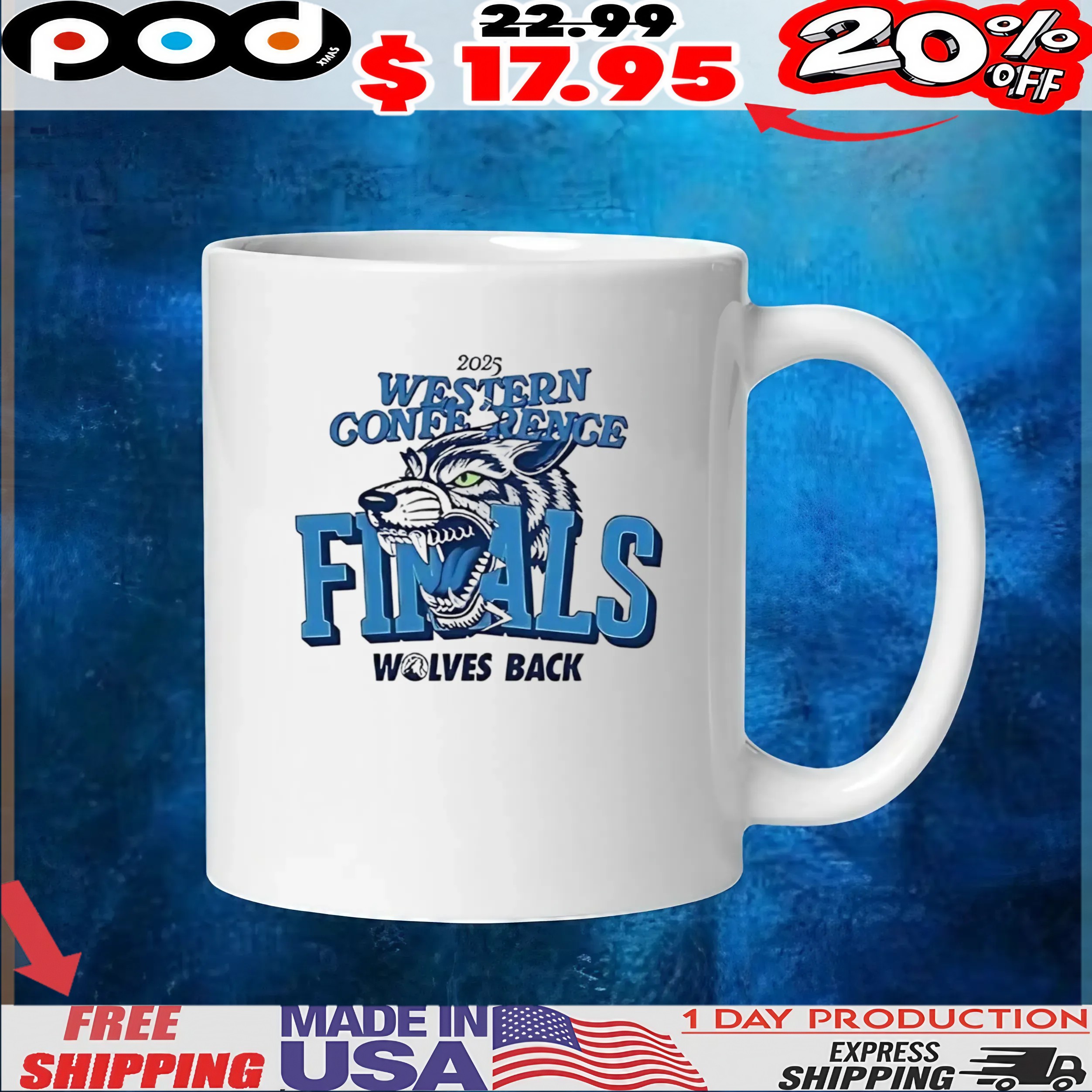 2025 Western conference finals Wolves back mascot t shirt 2025 Western conference finals Wolves back mascot t shirt