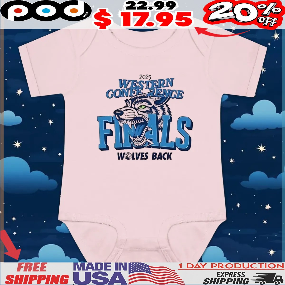 2025 Western conference finals Wolves back mascot t shirt 2025 Western conference finals Wolves back mascot t shirt