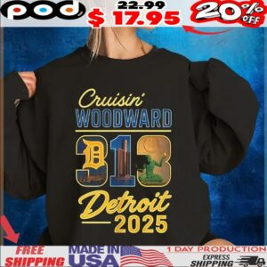 313 Cruisin’ Woodward Detroit M1 2025 T Shirt