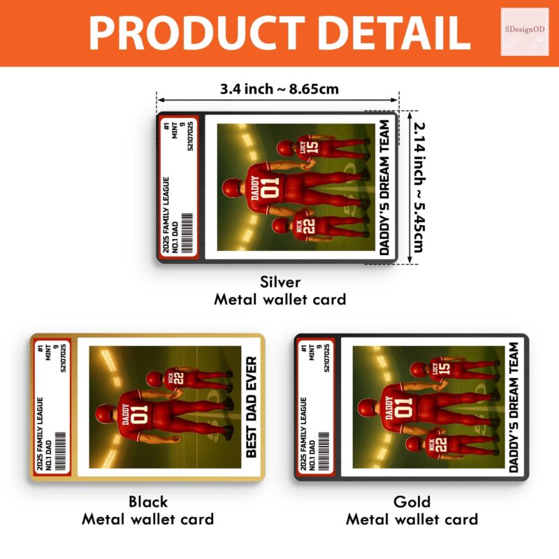 2025 Family League Football No 1 Dad Man And Kids Personalized Father's Day Gift Wallet Card