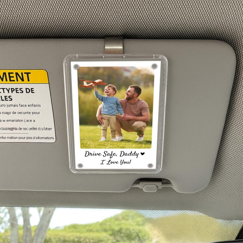 Father's Day Gift Personalized PHOTO INCLUDED Dad Car Visor Clip