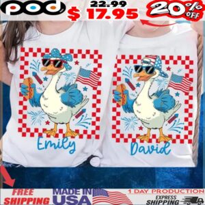 4th of July Boy Girl Goose Patriotic Goose American Independence Day Custom Name T Shirt