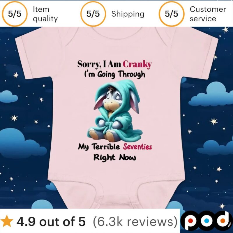 Eeyore sorry I am cranky I’m going through my terrible seventies right now t shirt