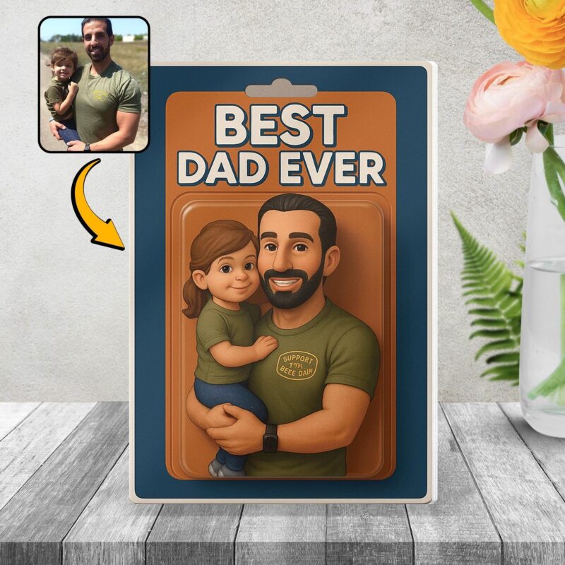Personalized Father’s Day Gift Best Dad Ever Custom Photo Action Figure Acrylic Block