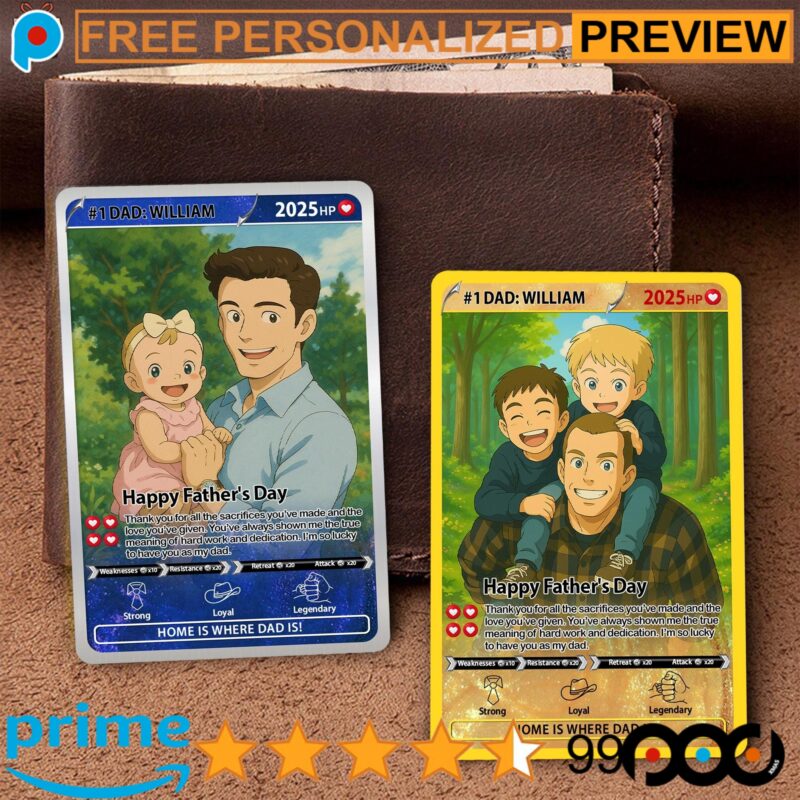 Free Custom Photo Anime Best Dad Super Hero Dad Wallet Card Father's Day Hologram Card Free Custom Photo Anime Best Dad Super Hero Dad Wallet Card Father's Day Hologram Card