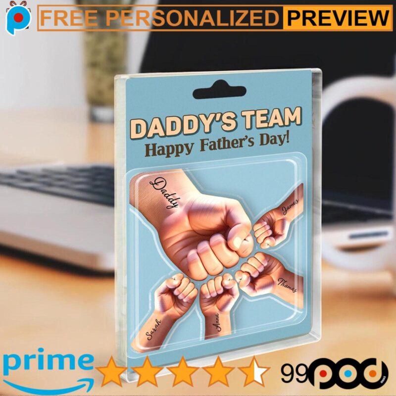 Personalized Figure Daddy's Team Dad and Children Hand Holding Father's Day Acrylic Block Plaque Personalized Figure Daddy's Team Dad and Children Hand Holding Father's Day Acrylic Block Plaque