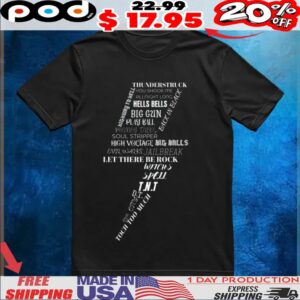 ACDC Music Band Power Up Greatest Album Names Concert Thunderstruck Shirt