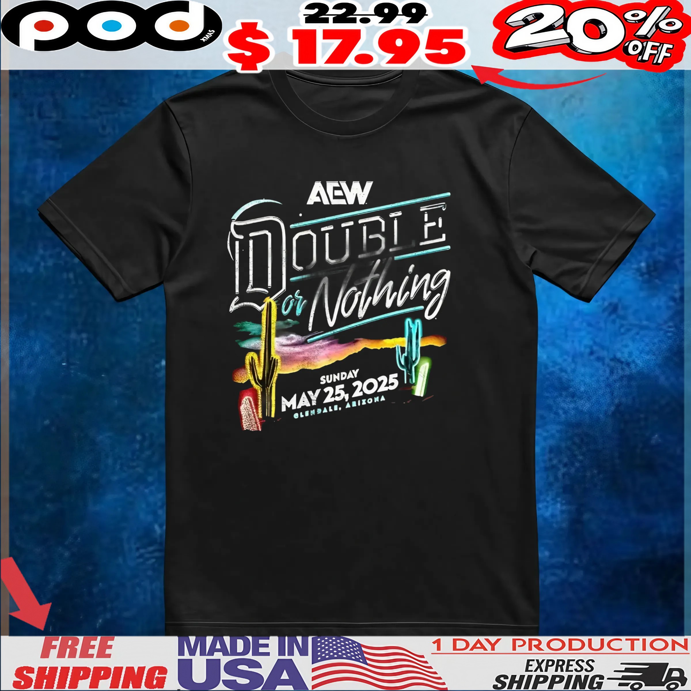 AEW Double or Nothing may 25 2025 t shirt