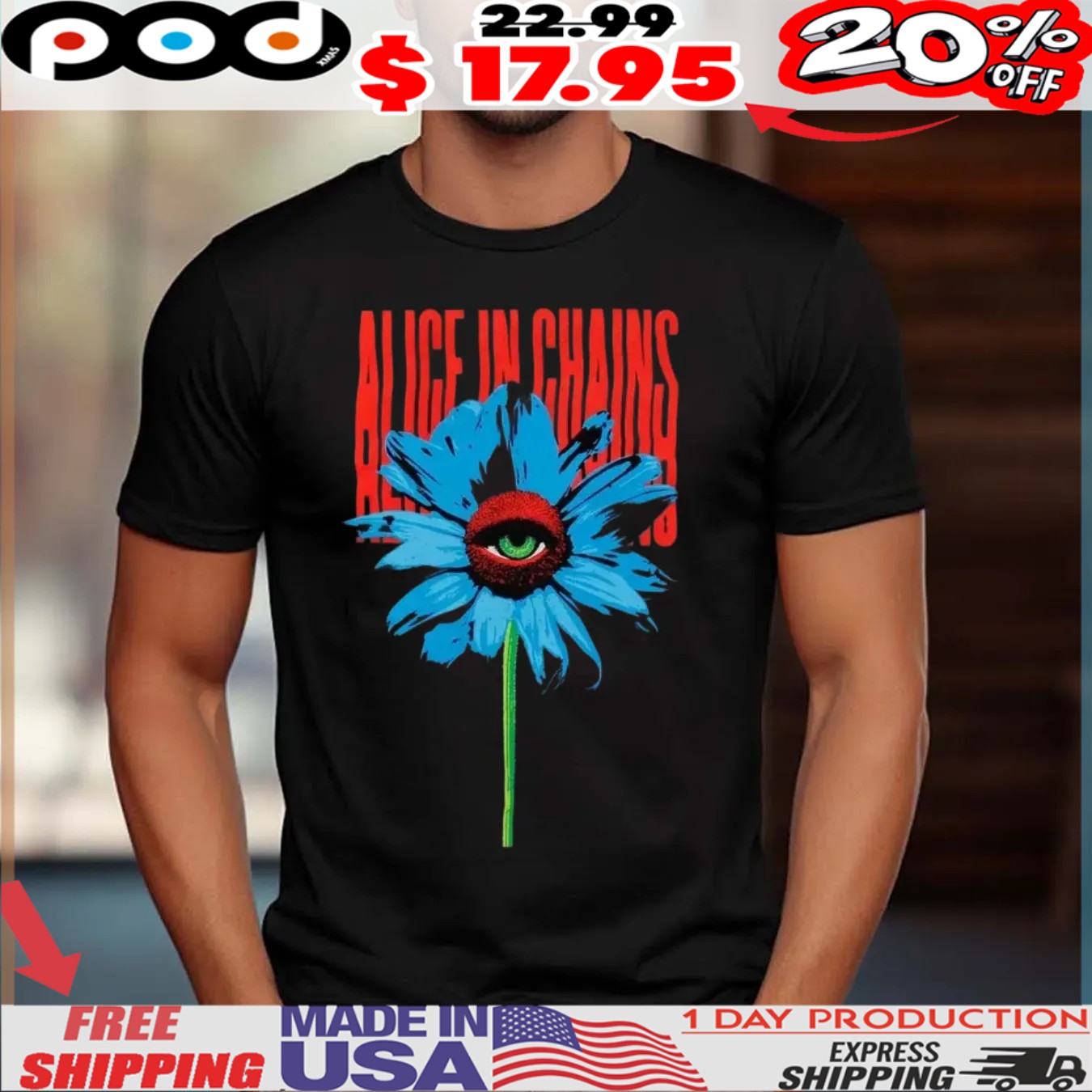 Alice In Chains Blue Eye Flower Shirt Alice In Chains Blue Eye Flower Shirt