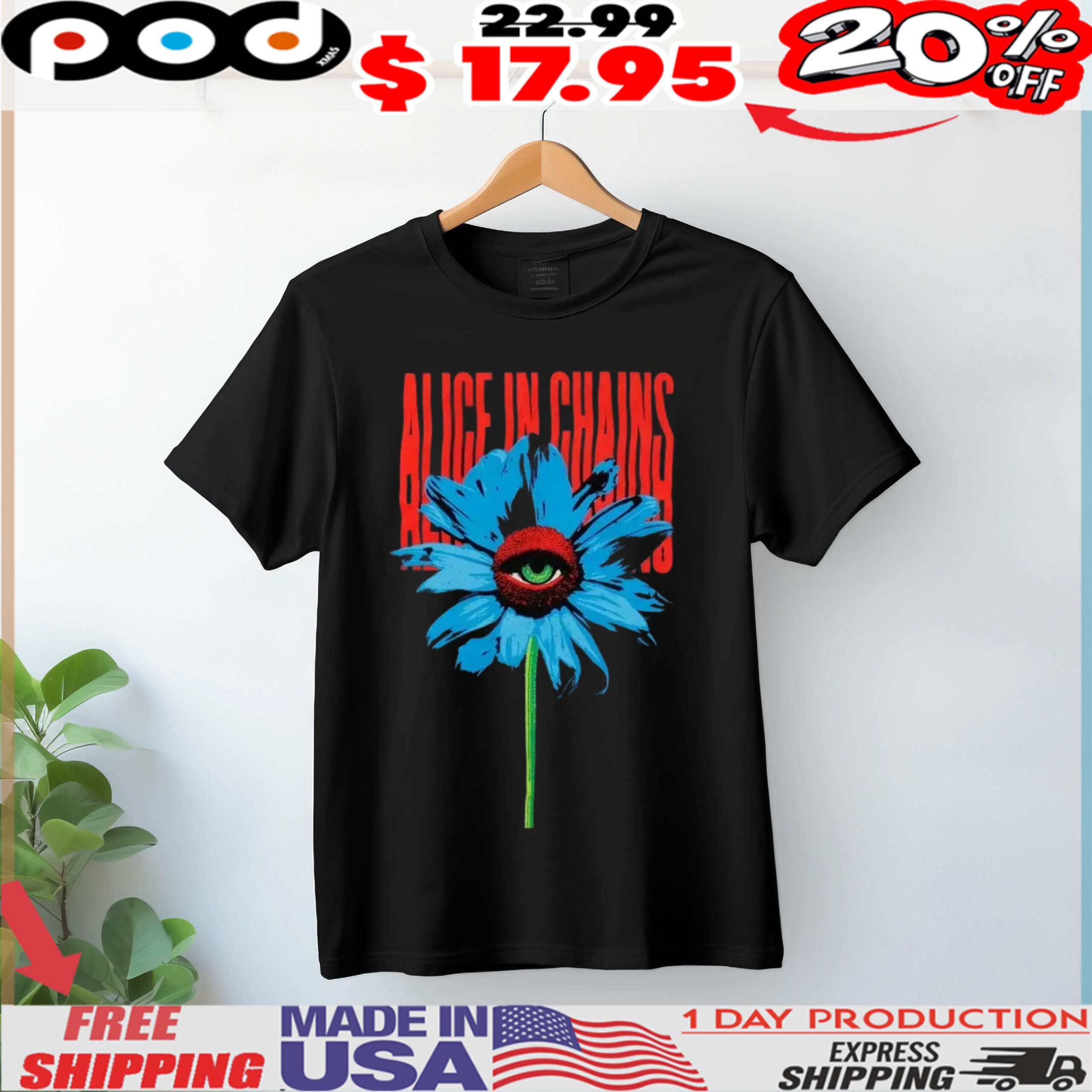 Alice In Chains Blue Eye Flower Shirt Alice In Chains Blue Eye Flower Shirt