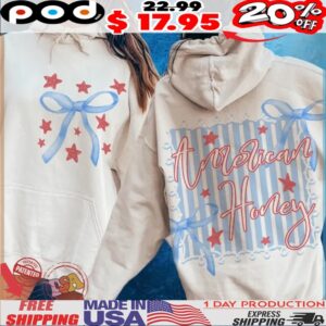 American Honey Flag and Bows Coquette Red White Blue Independence Day T Shirt