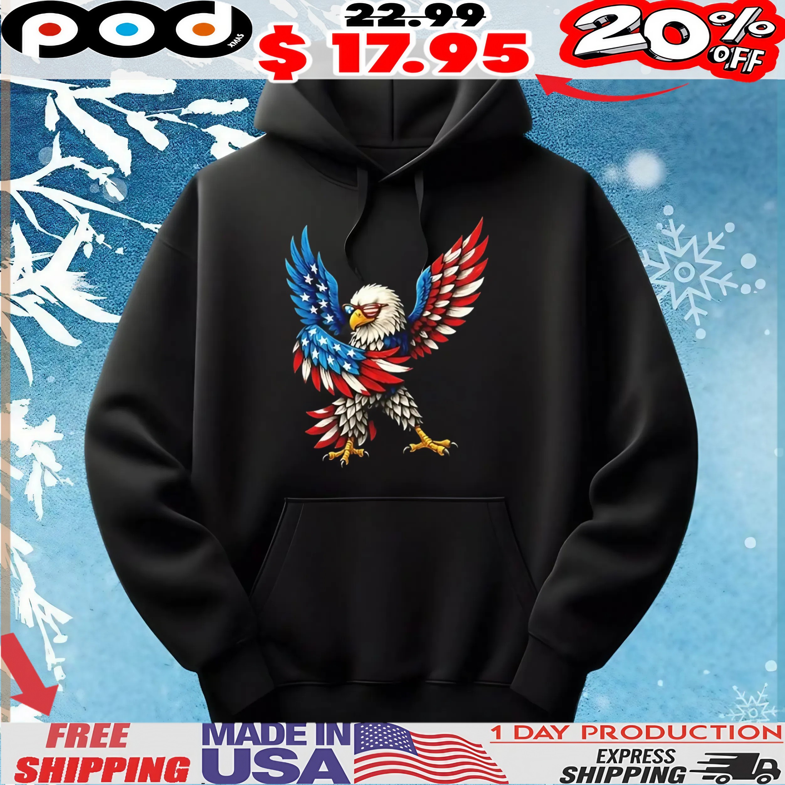 American flag USA dabbing bald eagle patriotic 4th of july t shirt