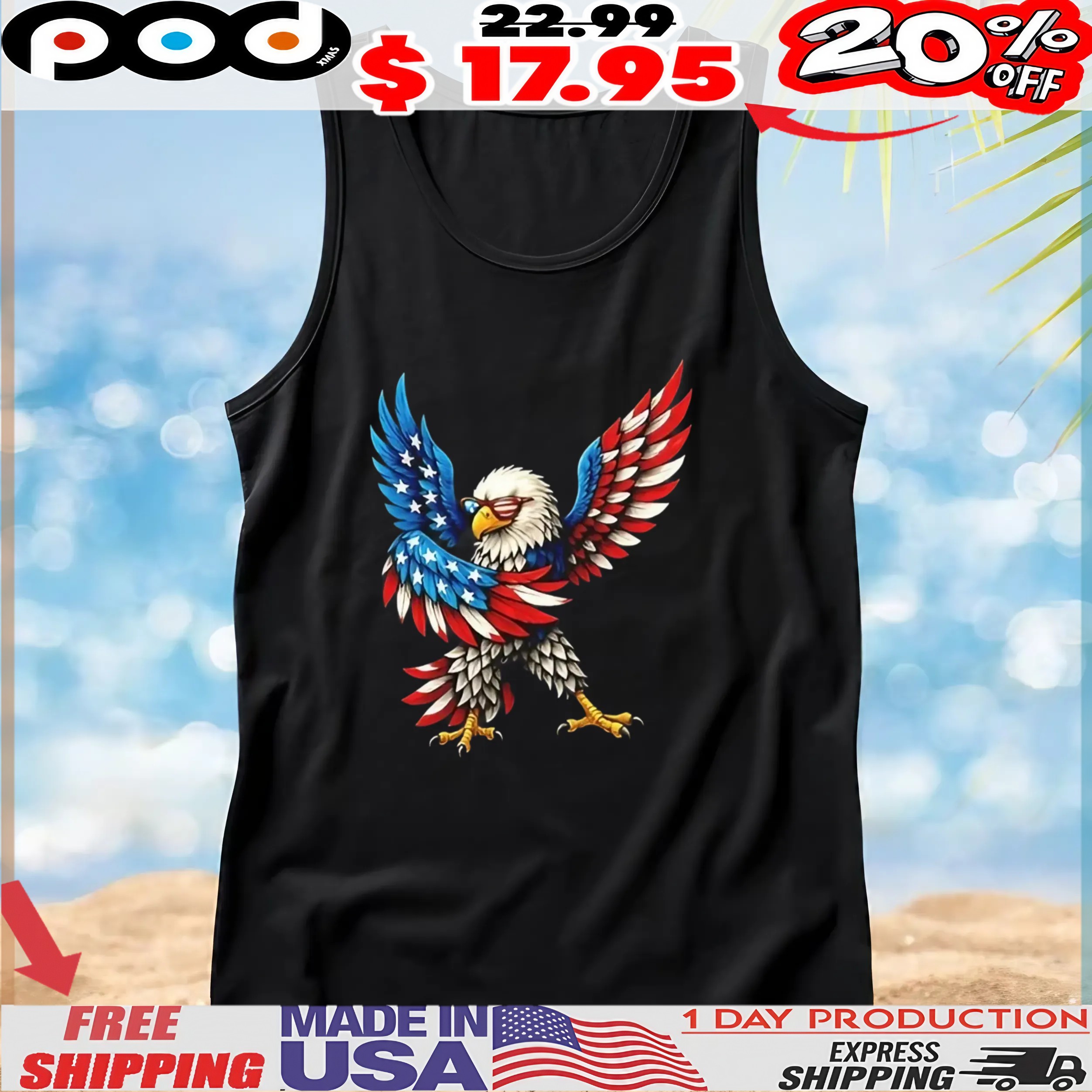 American flag USA dabbing bald eagle patriotic 4th of july t shirt