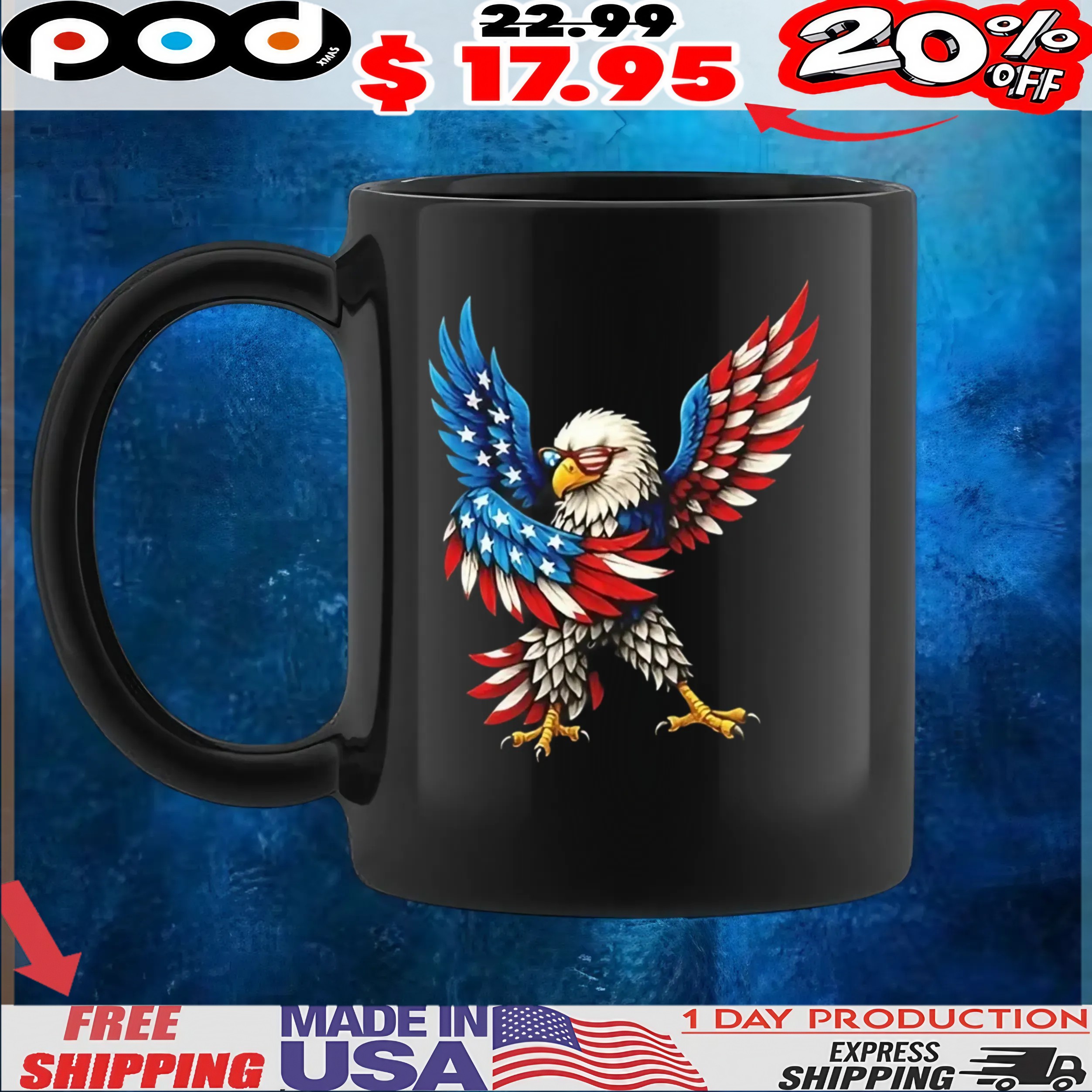 American flag USA dabbing bald eagle patriotic 4th of july t shirt