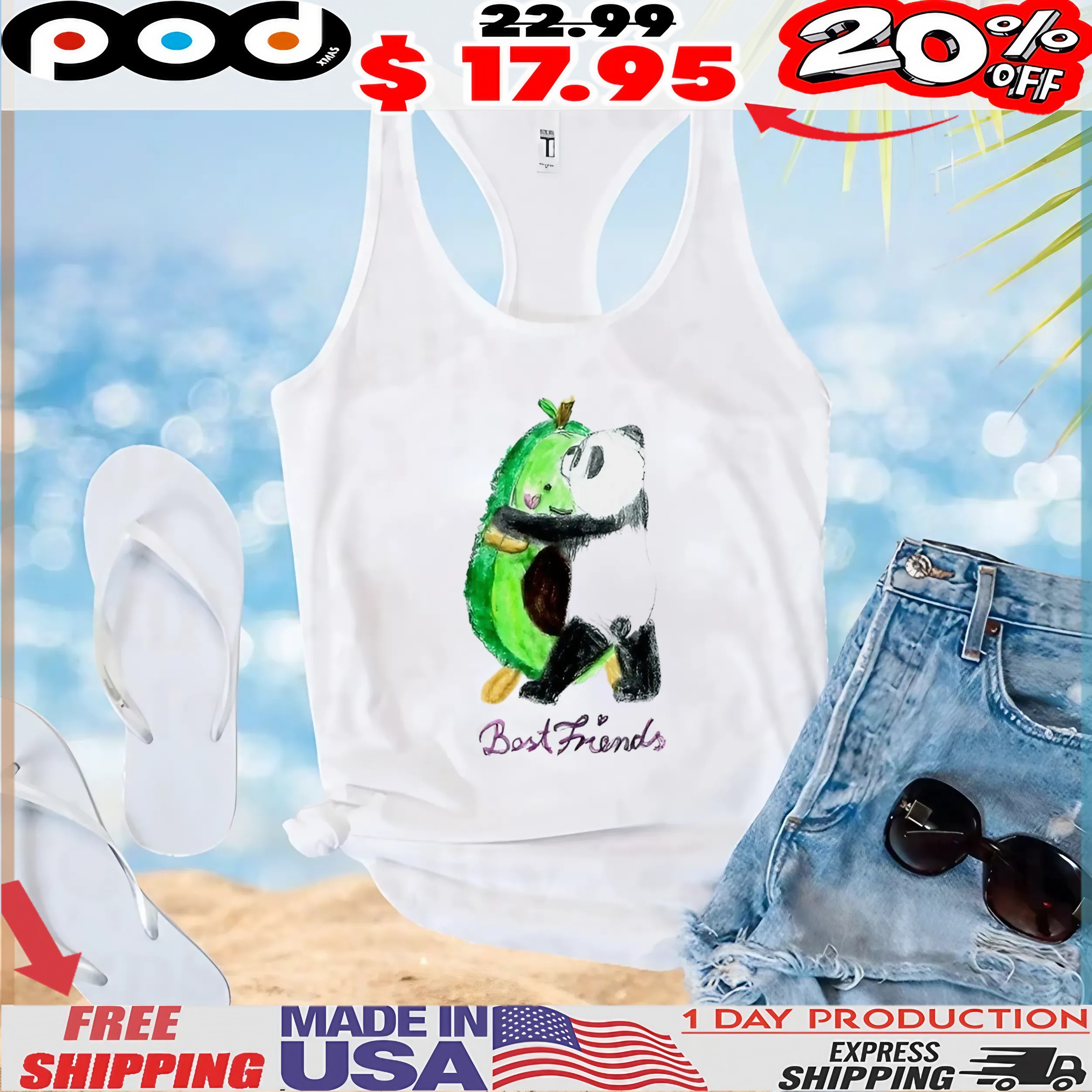 An avocado and a panda hug each other sweetly drawing t shirt