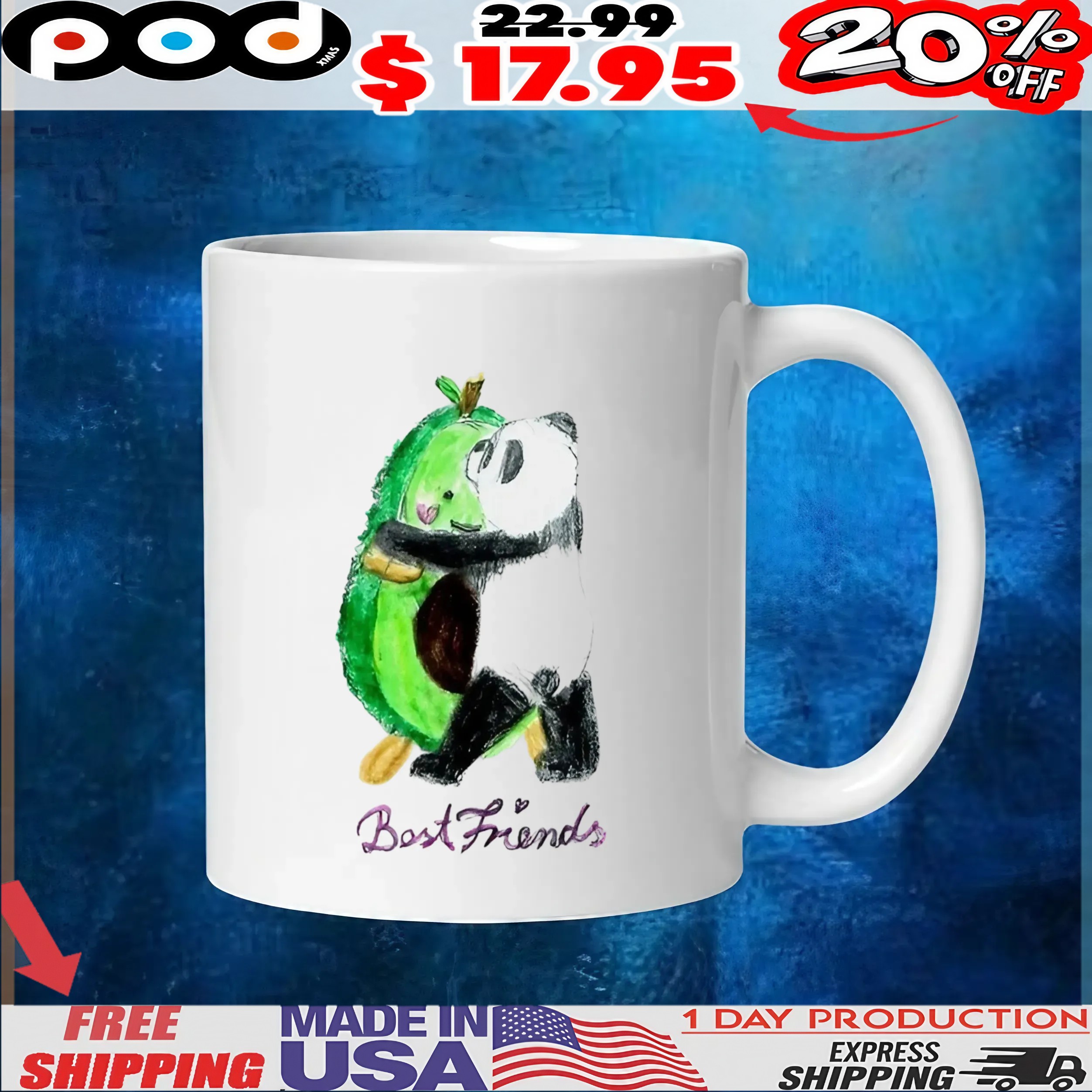 An avocado and a panda hug each other sweetly drawing t shirt