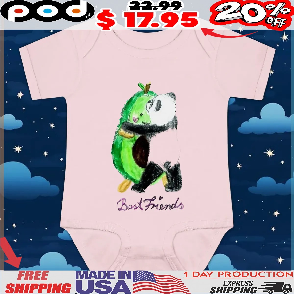 An avocado and a panda hug each other sweetly drawing t shirt