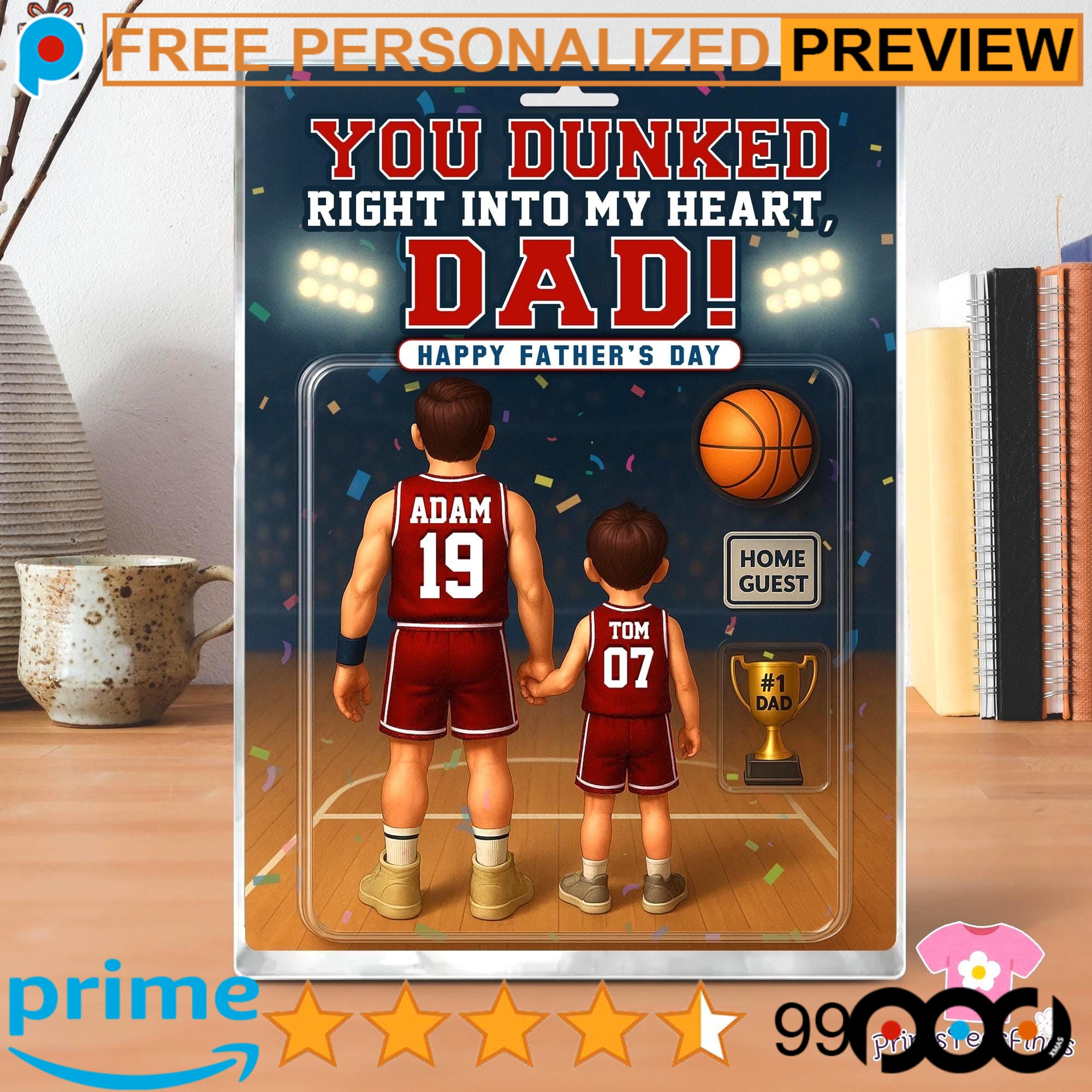 Basketball You Dunked Right Into My Heart, Dad! Happy Father's Day Custom Dad Acrylic Block Plaque