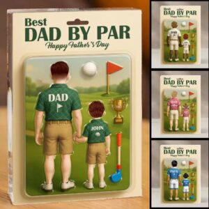 Best Dad By Par Happy Father's Day Father's Day Personalized Acrylic Block Plaque