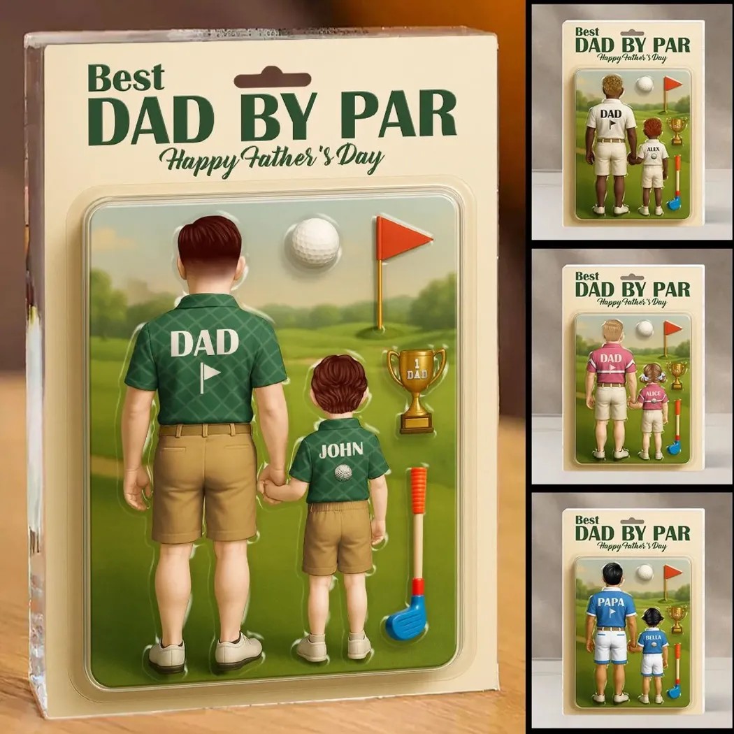 Best Dad By Par Happy Father's Day Father's Day Personalized Acrylic Block Plaque Best Dad By Par Happy Father's Day Father's Day Personalized Acrylic Block Plaque