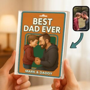 Best Dad Ever Father's Day Gift Custom Dad and Kids Photo Figure Acrylic Block