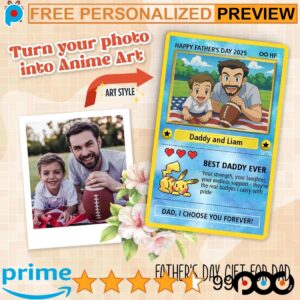 Best Dad Ever New Dad Personalized Anime Father's Day Hologram Wallet Card