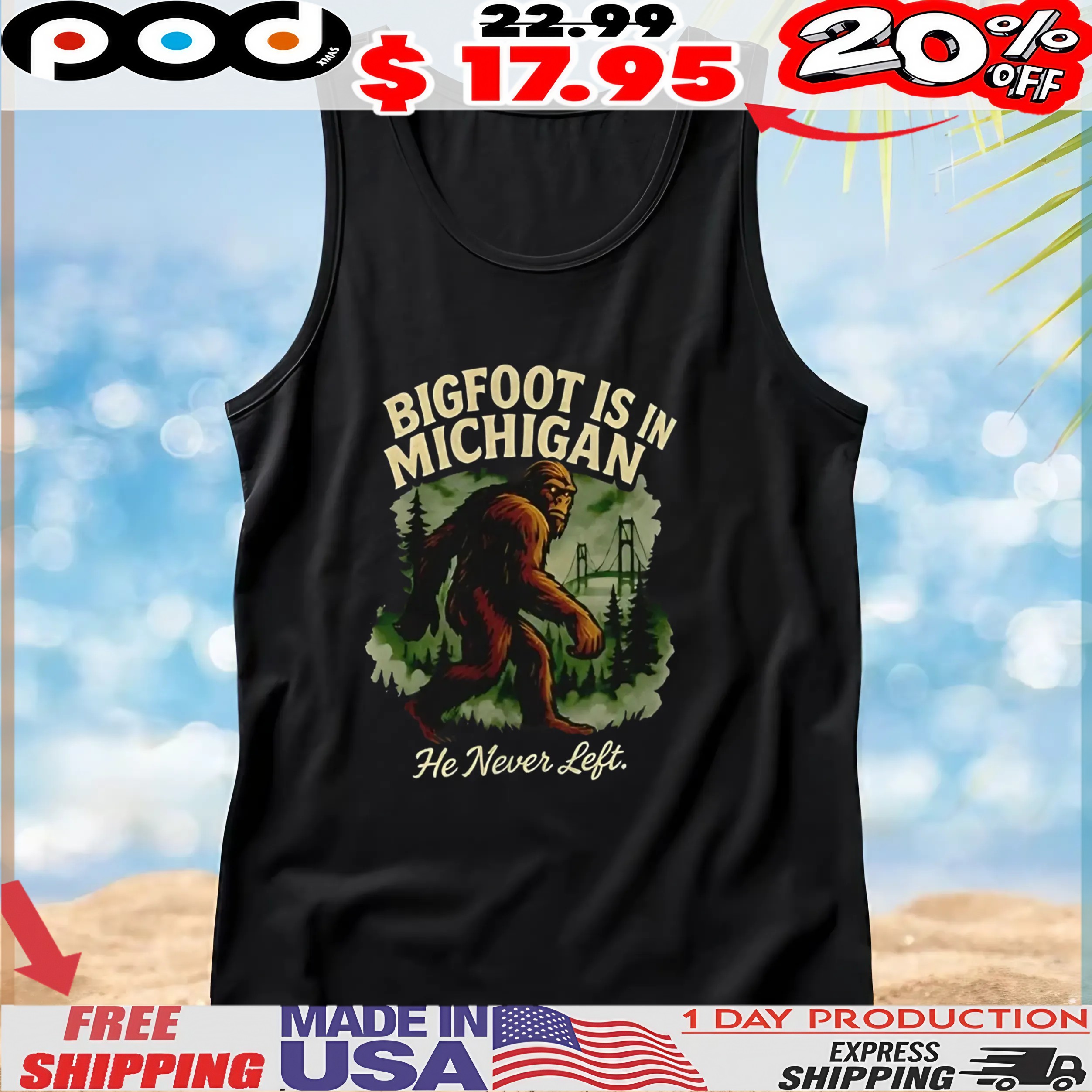 Bigfoot is in Michigan he never left t shirt