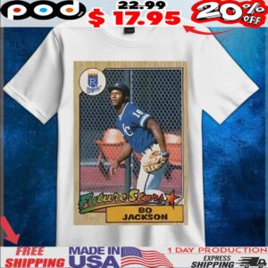 Bo Jackson Kansas City Royals MLB baseball card player t shirt