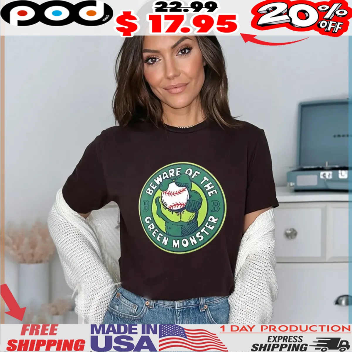 Boston Red Sox beware of the green monster hometown vintage logo shirt Boston Red Sox beware of the green monster hometown vintage logo shirt