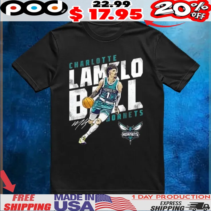 Charlotte Lamelo Ball Hornets Basketball Player Slant Signature Vintage Shirt
