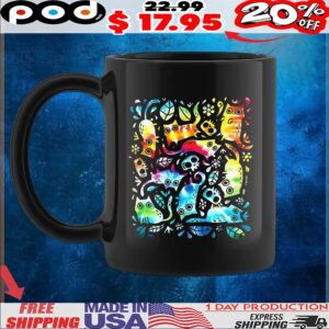 Colorful cats and skulls nine lives shirt