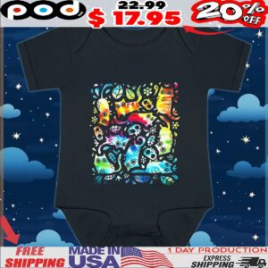 Colorful cats and skulls nine lives shirt