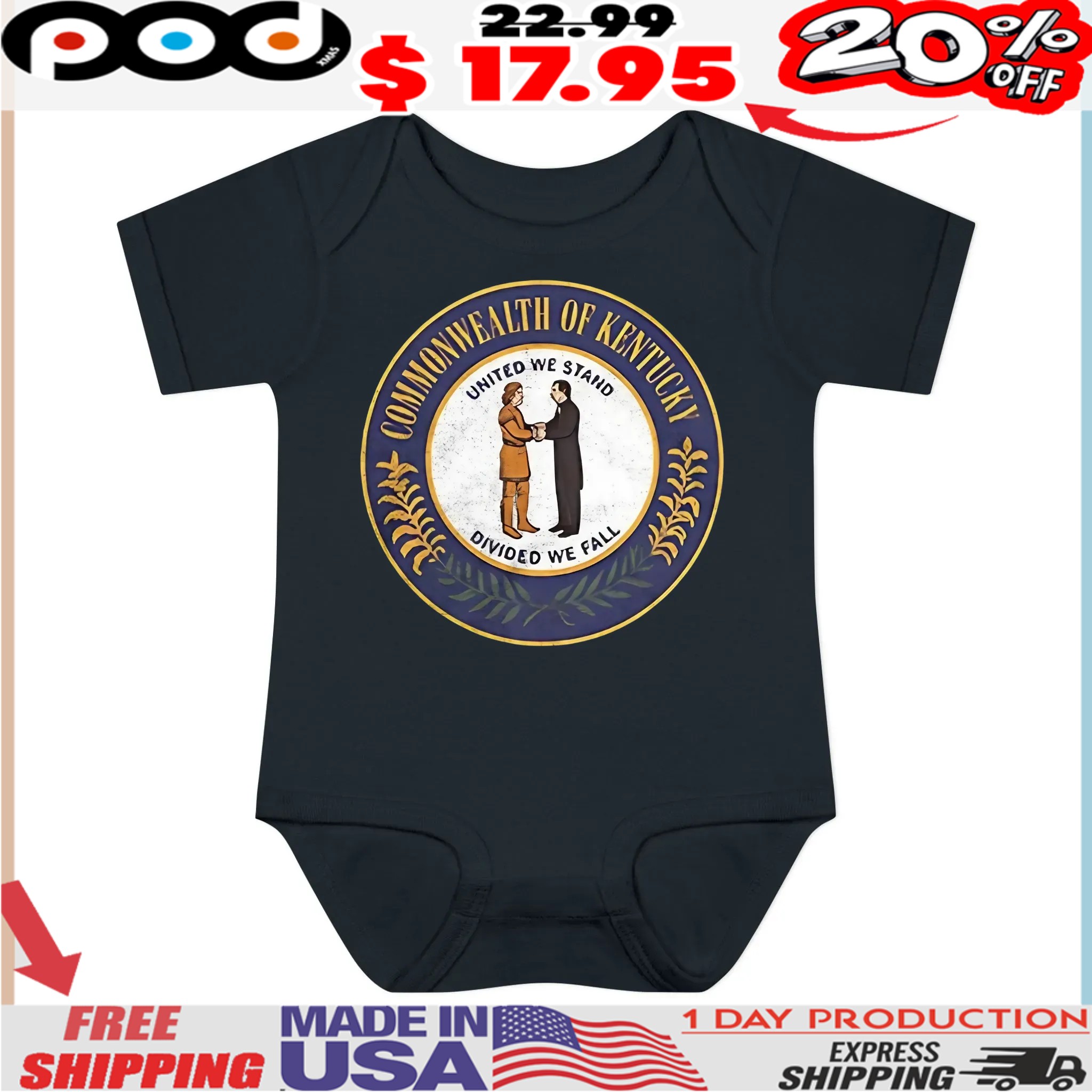 Commonwealth of Kentucky United we stand divided we fall logo T Shirt