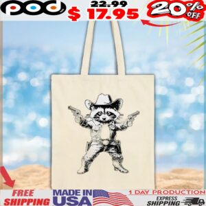 Cowboy raccoon with gun funny t shirt