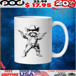 Cowboy raccoon with gun funny t shirt