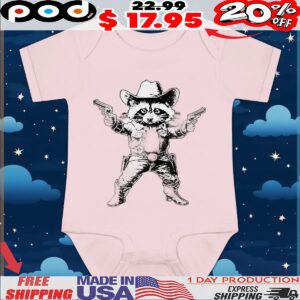 Cowboy raccoon with gun funny t shirt