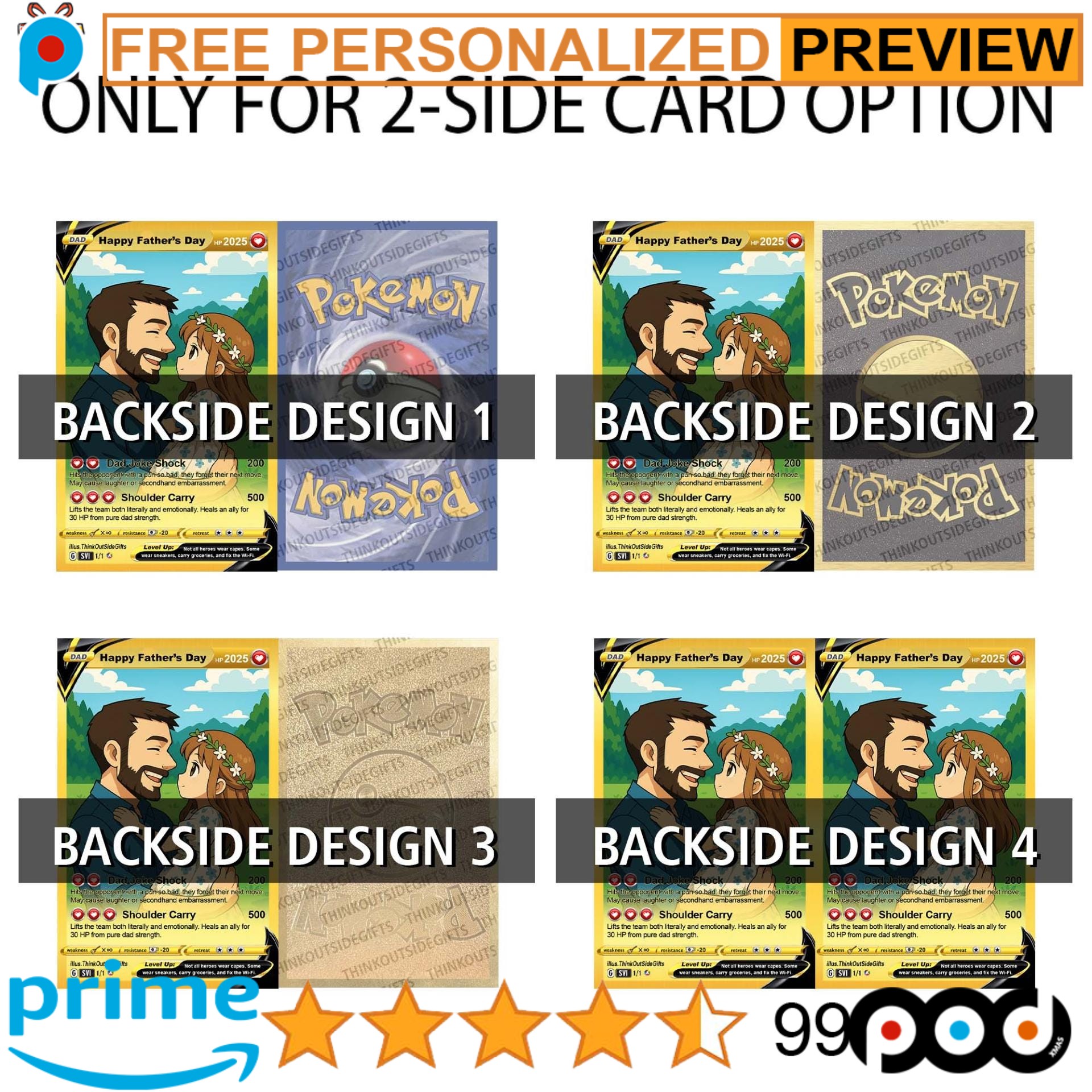 Custom Anime Photo Pokemon Father's Day Wallet Hologram Card