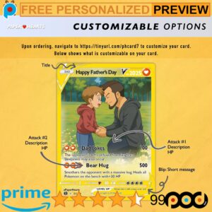 Custom Father's Day Pokemon Card Photo Anime Card