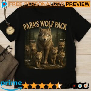 Custom Papa's Wolf Pack Father's Day Shirt