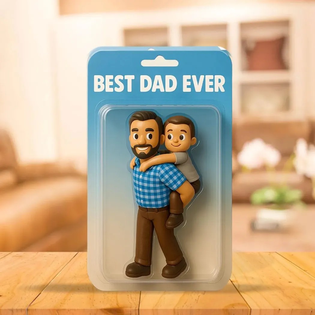Custom Photo Dad And Kids Best Dad Ever Father's Day Gift Action Figure Acrylic Block