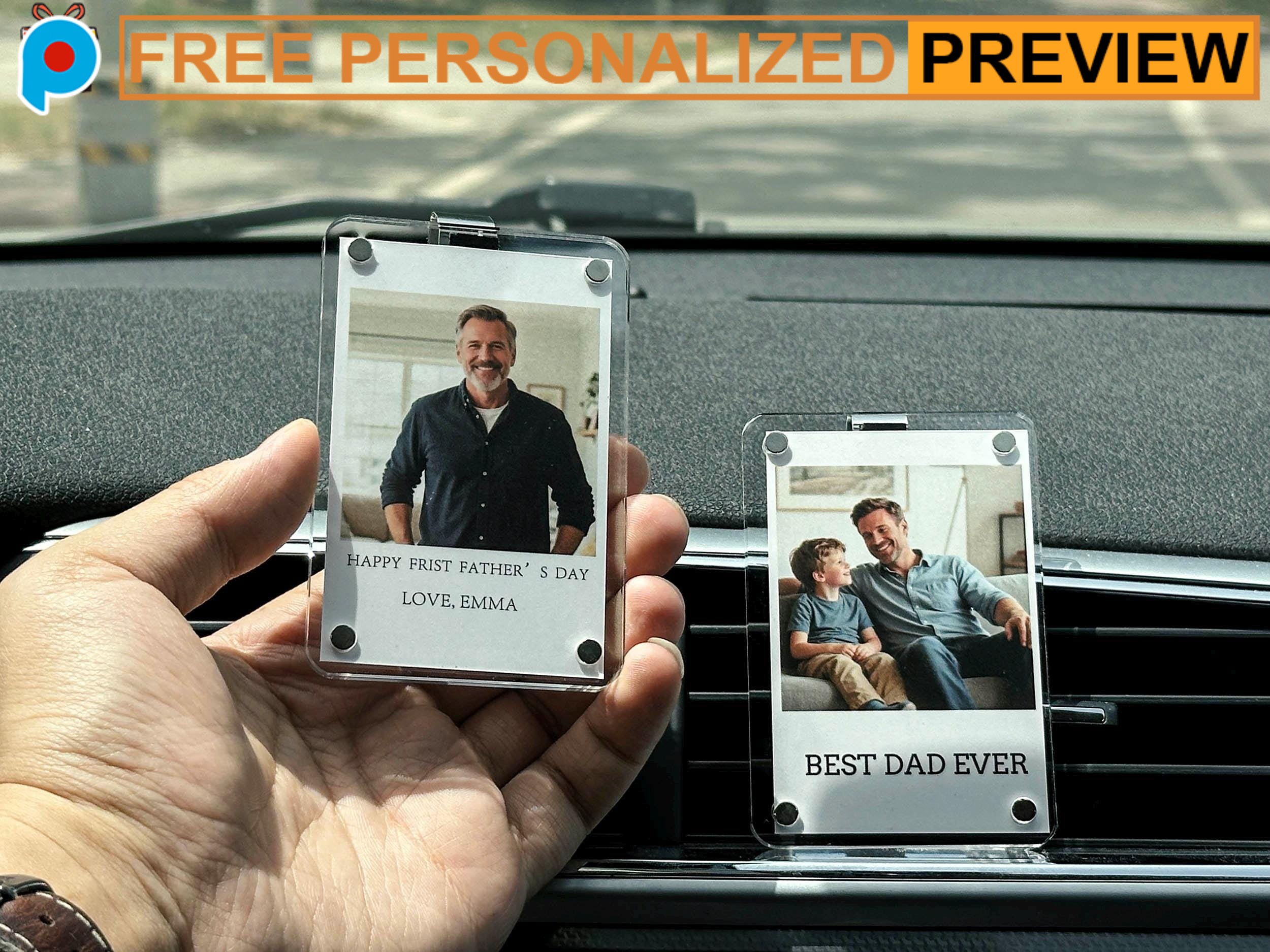 Custom Photo Drive Safe Unique Father's Day Gift For Dad Car Visor Clip