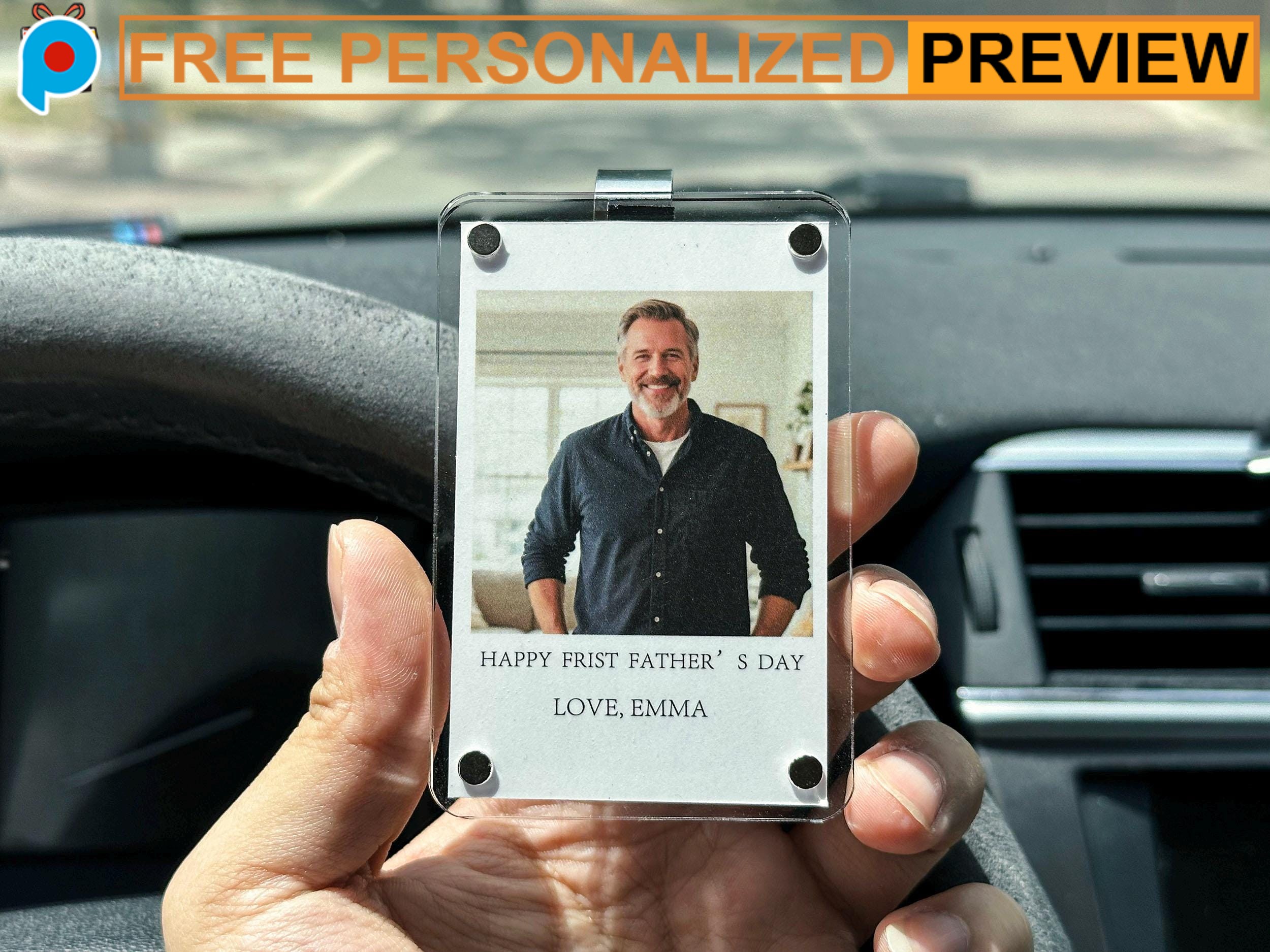 Custom Photo Drive Safe Unique Father's Day Gift For Dad Car Visor Clip Custom Photo Drive Safe Unique Father's Day Gift For Dad Car Visor Clip