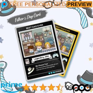 Custom Pokemon Pixel Gamer Best Dad Ever Father's Day Card