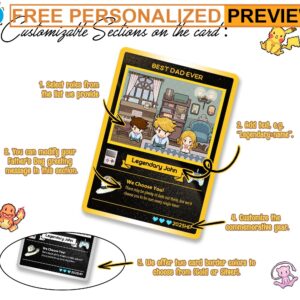 Custom Pokemon Pixel Gamer Best Dad Ever Father's Day Card