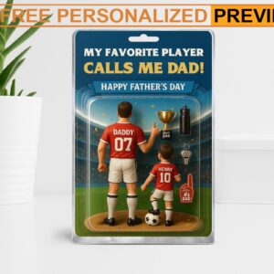 Custom Soccer My Favorite Player Calls Me Dad Happy Father's Day Dad And Kids Acrylic Block Plaque